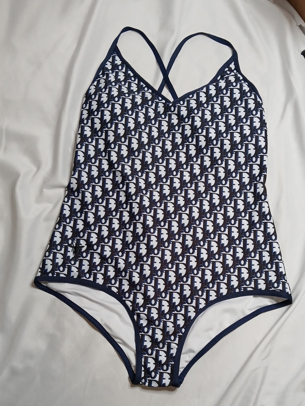 Dior Navy and White Logo One-Piece Swimsuit
